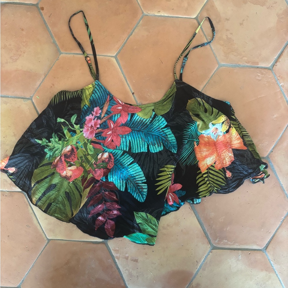 Desigual | Camisole crop top in black floral | sz M